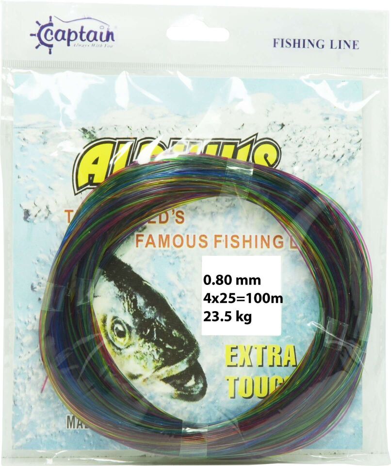 Captain Alpinus Poşet Misina 4x25 Bağlantılı 100mt Ebruli Standart - 0.50 MM