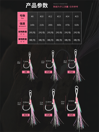 Ecooda Pink Style Light Jigging Double Hooks