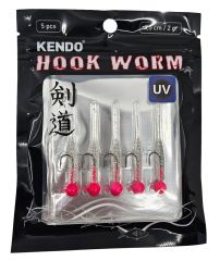 Kendo Hook Worm Jighead+Lrf Silikonu 2gr+4.5cm 5 Adet Head Pink+Silver Glitter