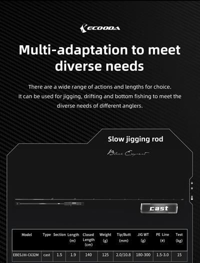 Ecooda Black Expert 3 190cm 180-300g Slow Jigging Kamışı