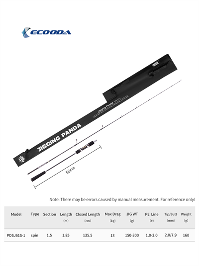 Ecooda Panda61 185cm 150-300g Slow Jigging Kamışı