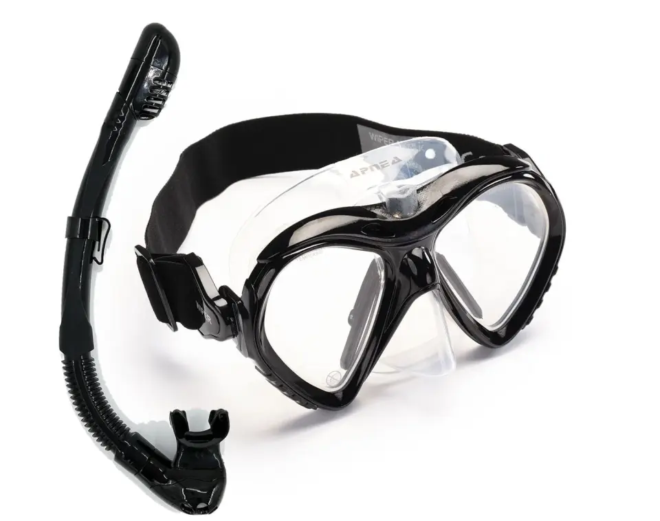 Apnea Wiper Black Maske ve Apnea Wave Full Black Şnorkel Set