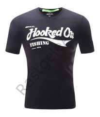 BKK Hooked On Fishing Siyah Tişört Small