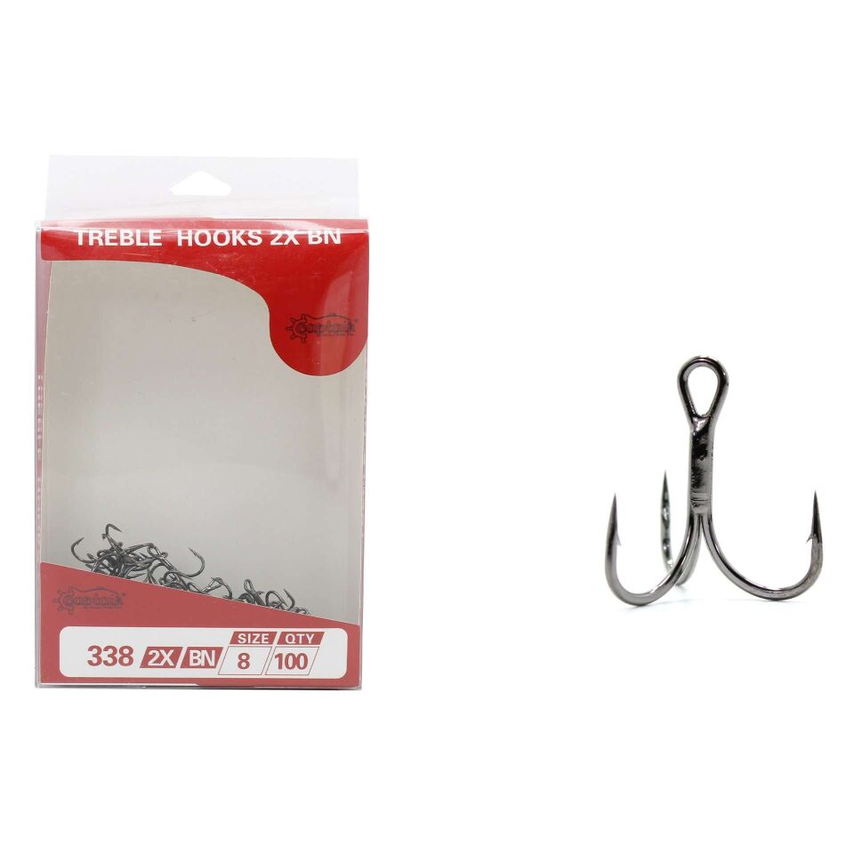 Captain 338 Üçlü İğne Sahte Balık İçin 100lü Kutu Black Nikel
