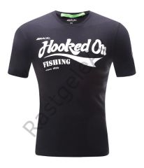 BKK Hooked On Fishing Siyah Tişört XL
