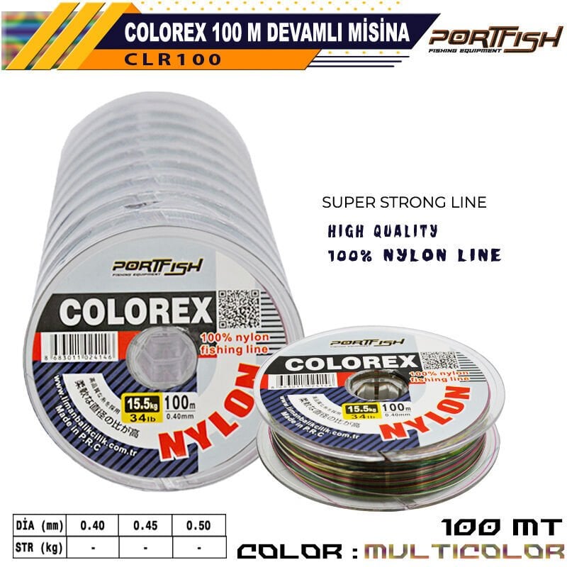 Portfish Colorex Misina 100 mt Ebruli Devamlı 10 Adetli