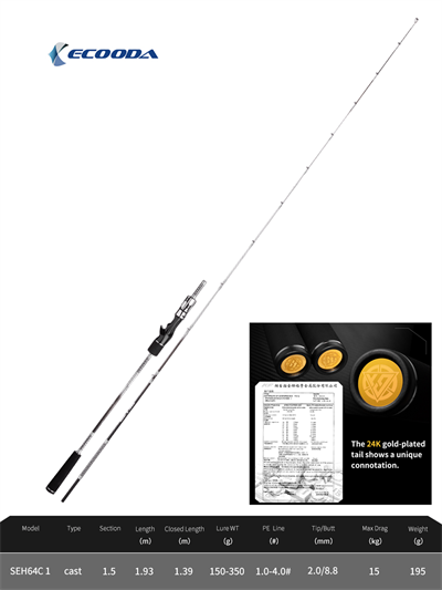 Ecooda GT-Fisher Steel Cable 193cm 150-350 Slow Jigging Kamışı