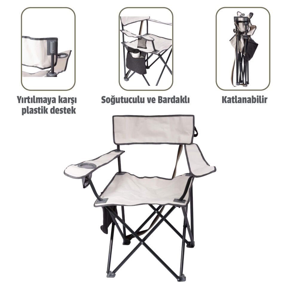 Albastar Albacamp Bardaklı Kamp Sandalyesi HAKİ - 4LÜ