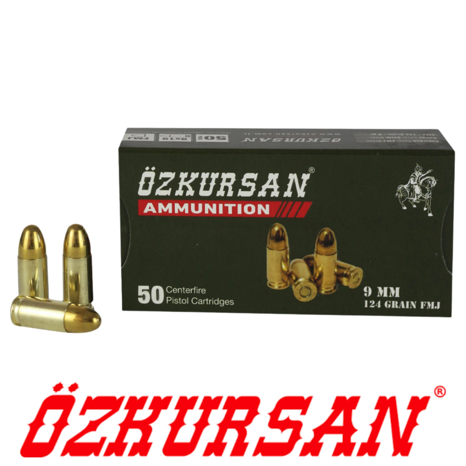 Özkursan Luger 9x19 mm FMJ-124 Grain Tabanca Fişeği