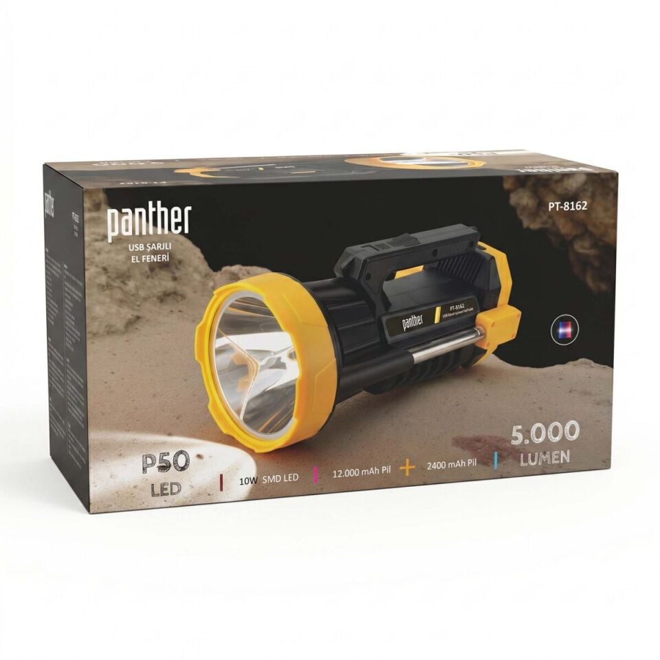 Panther PT-8162 USB Şarjlı El Feneri