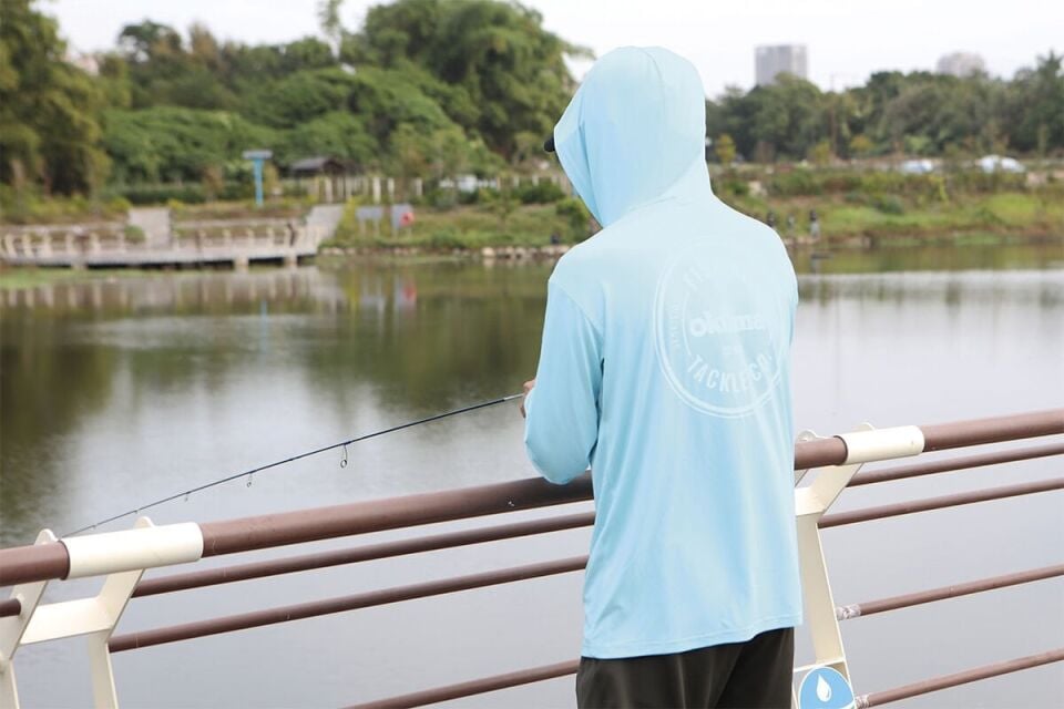 Okuma Aquatek Long Sleeve Hooded Sun Shirt Tahiti Blue