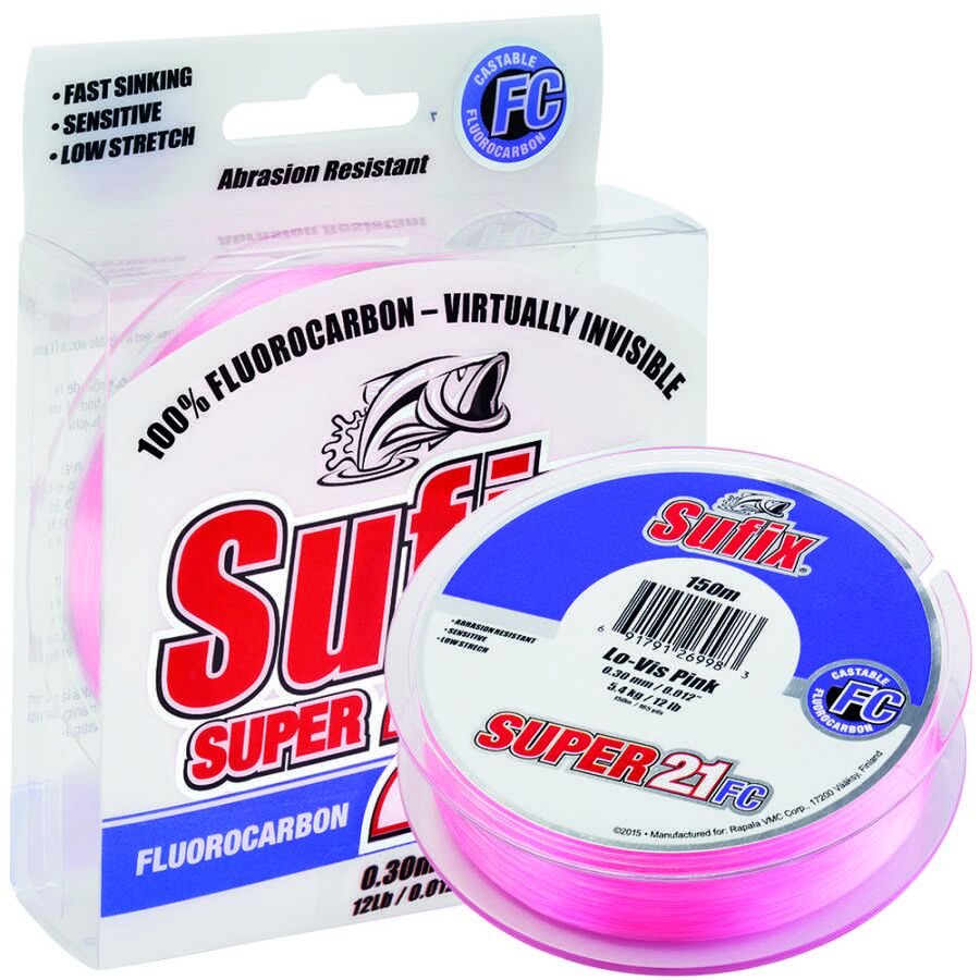 Sufix Süper 21 Fluorocarbon Misina PINK - 0.28MM - 50MT - 6.5KG
