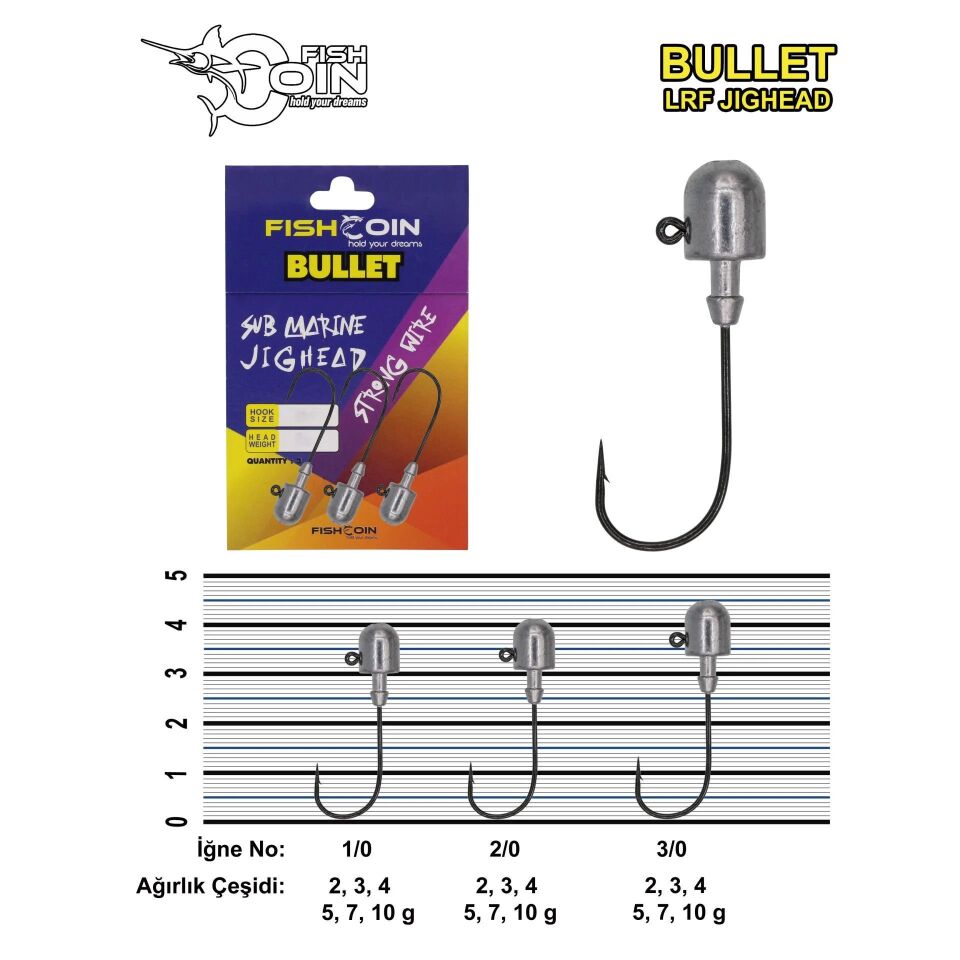 Fishcoin Bullet Jighead 2/0-5 gr