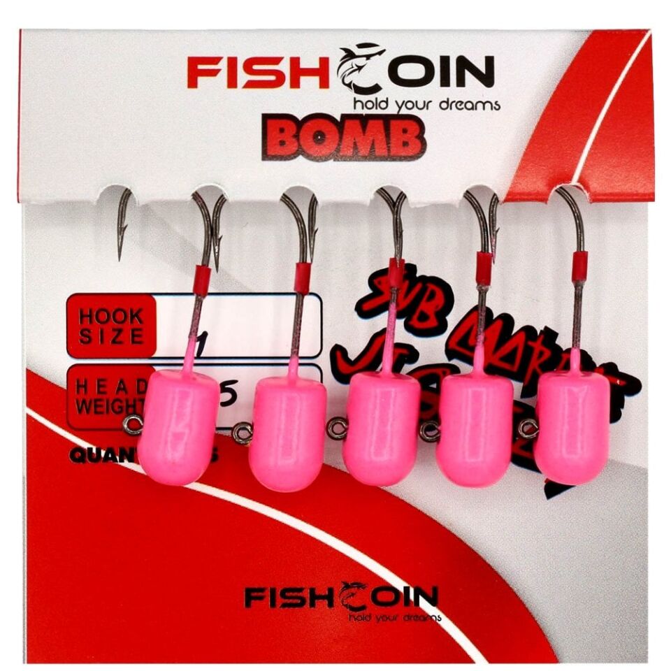 Fishcoin Bomb Jighead Pink Glow 8-1 Gr