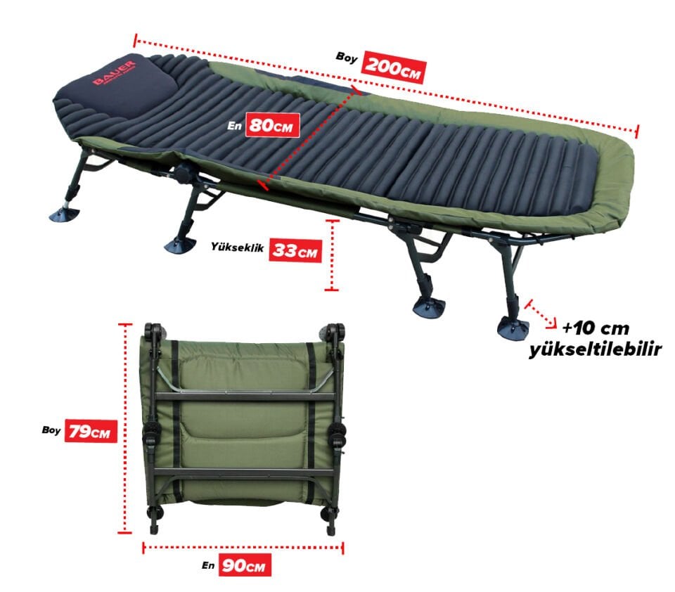 Bauer HYB009-3D Spandex 3D Bedchair 8 Ayaklı Kampet