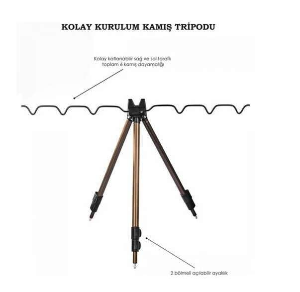 Captain 6803 Tripod Alüminyum Teleskobik 3lü Kamış Sehpası 120cm