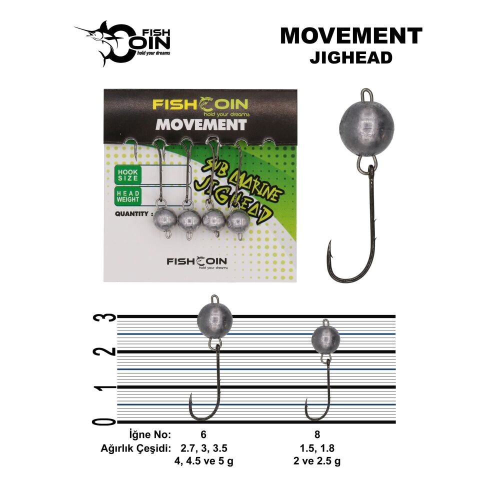 Fishcoin Movement Jighead 6-2.7 gr