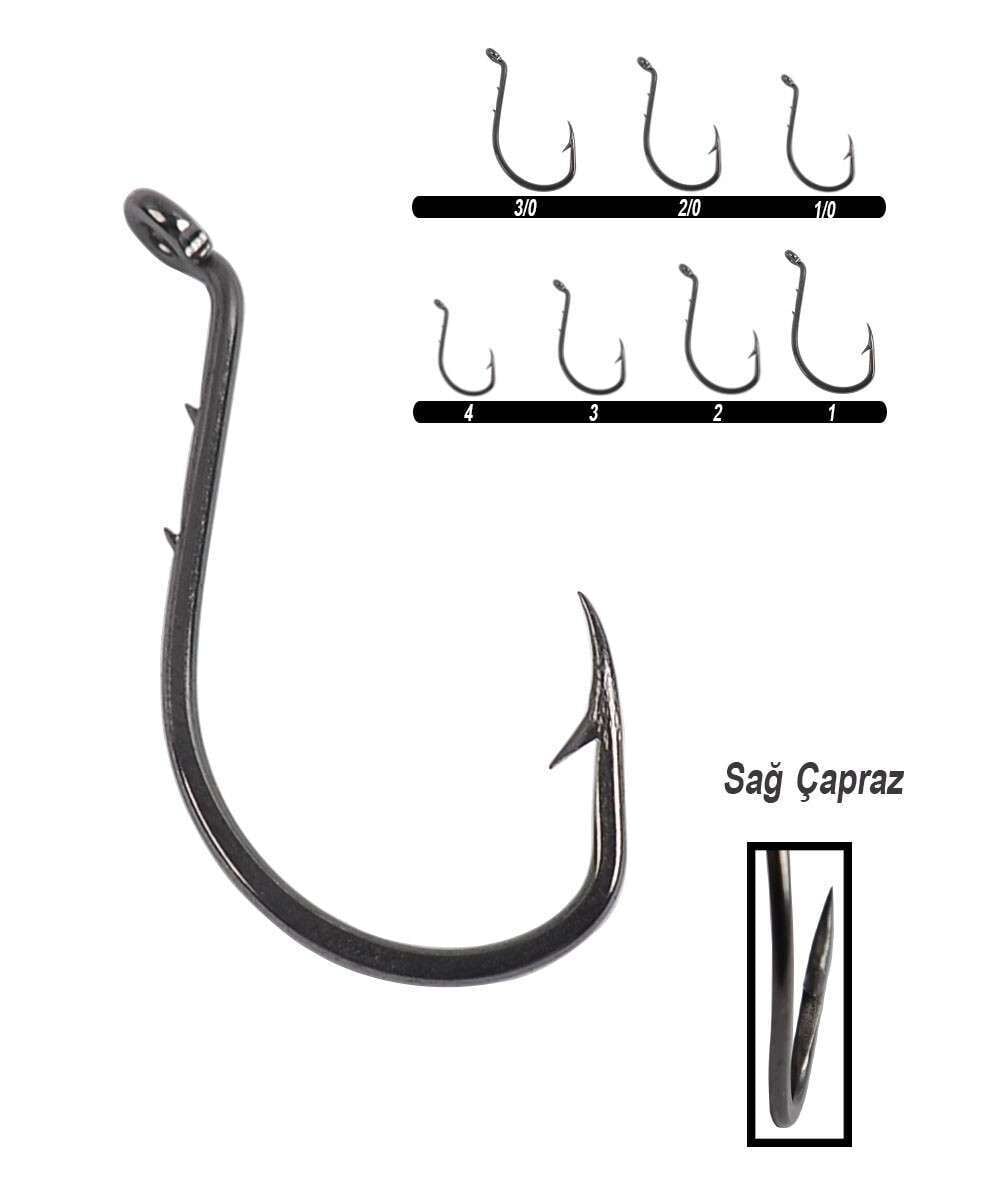 Youvella 1355 Delikli Tırnaklı Papağan Olta İğnesi 100lü Kutu Black Nikel