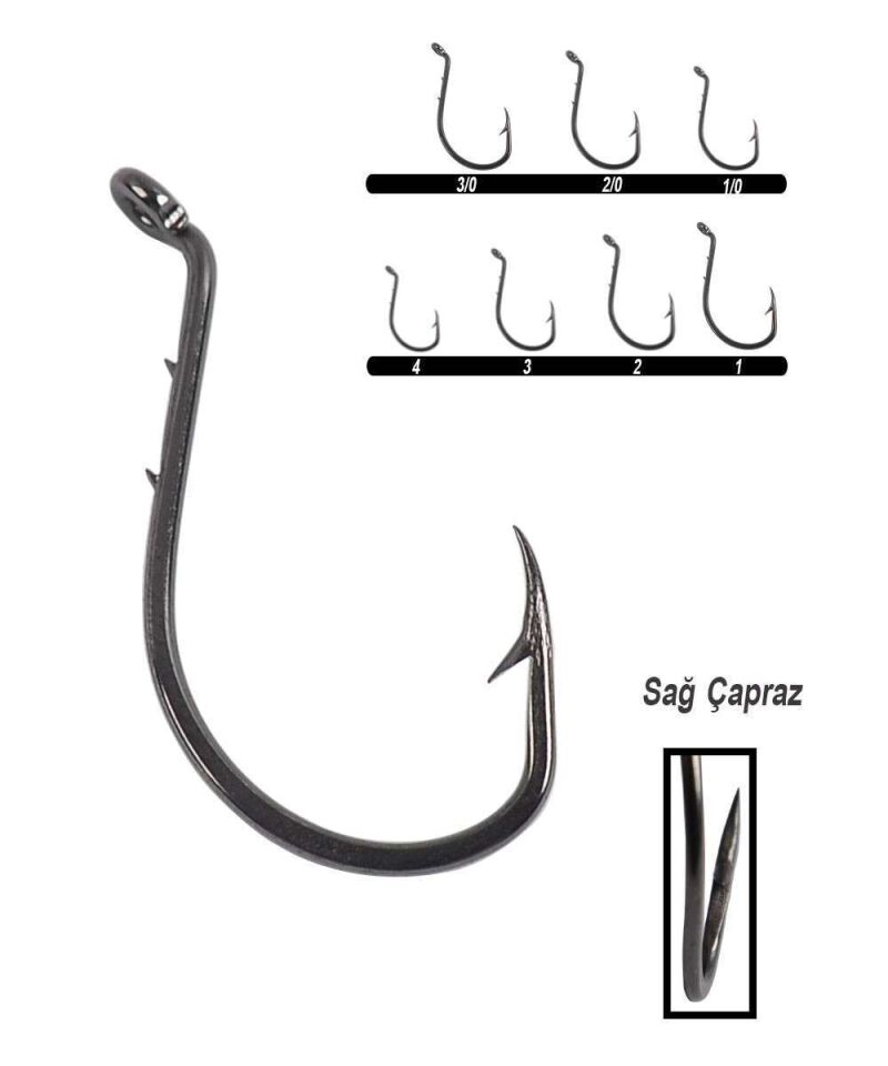 Youvella 1355 Delikli Tırnaklı Papağan Olta İğnesi 100lü Kutu Black Nikel