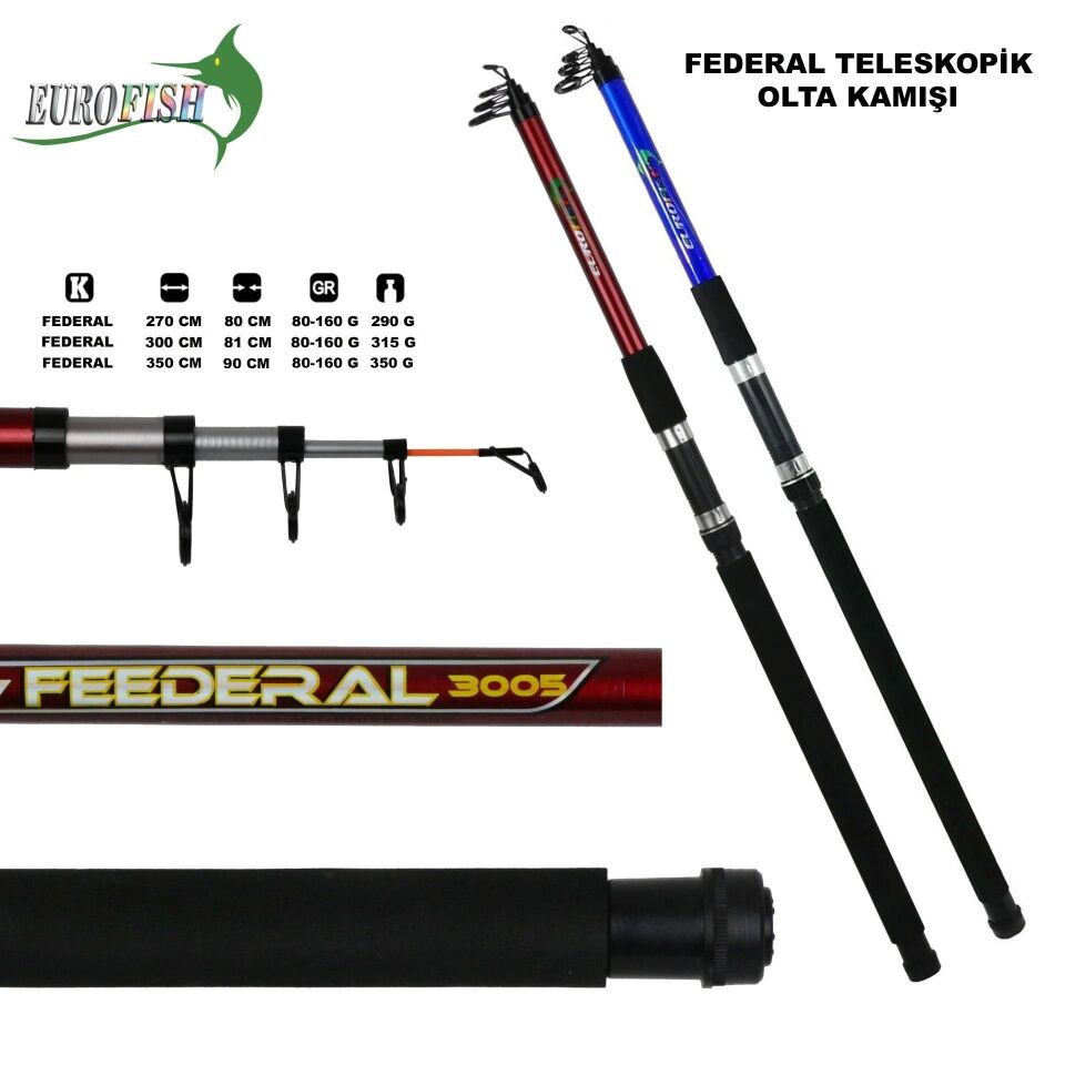 Federal Fiber Olta Kamışı 80-160 Gr KIRMIZI 270 cm