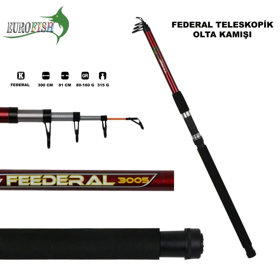 Federal Fiber Olta Kamışı 80-160 Gr KIRMIZI 350 cm