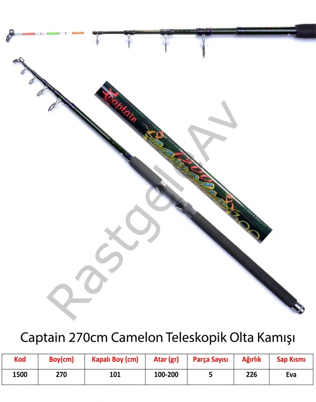 Captain 1500 Camelon Teleskopik Kamış 100-200gr Atar