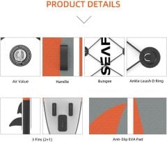 Seaflo SUP Board Stand Up Kürek Sörf Tahtası Şişirilebilir Kürek Dahil ISUP 305 cm 10