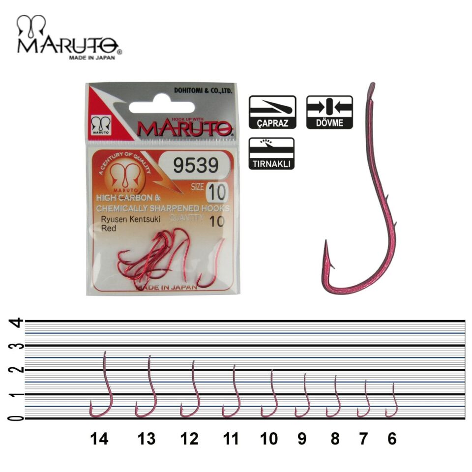 Maruto 9539 Kırmızı Nikel Olta İğnesi